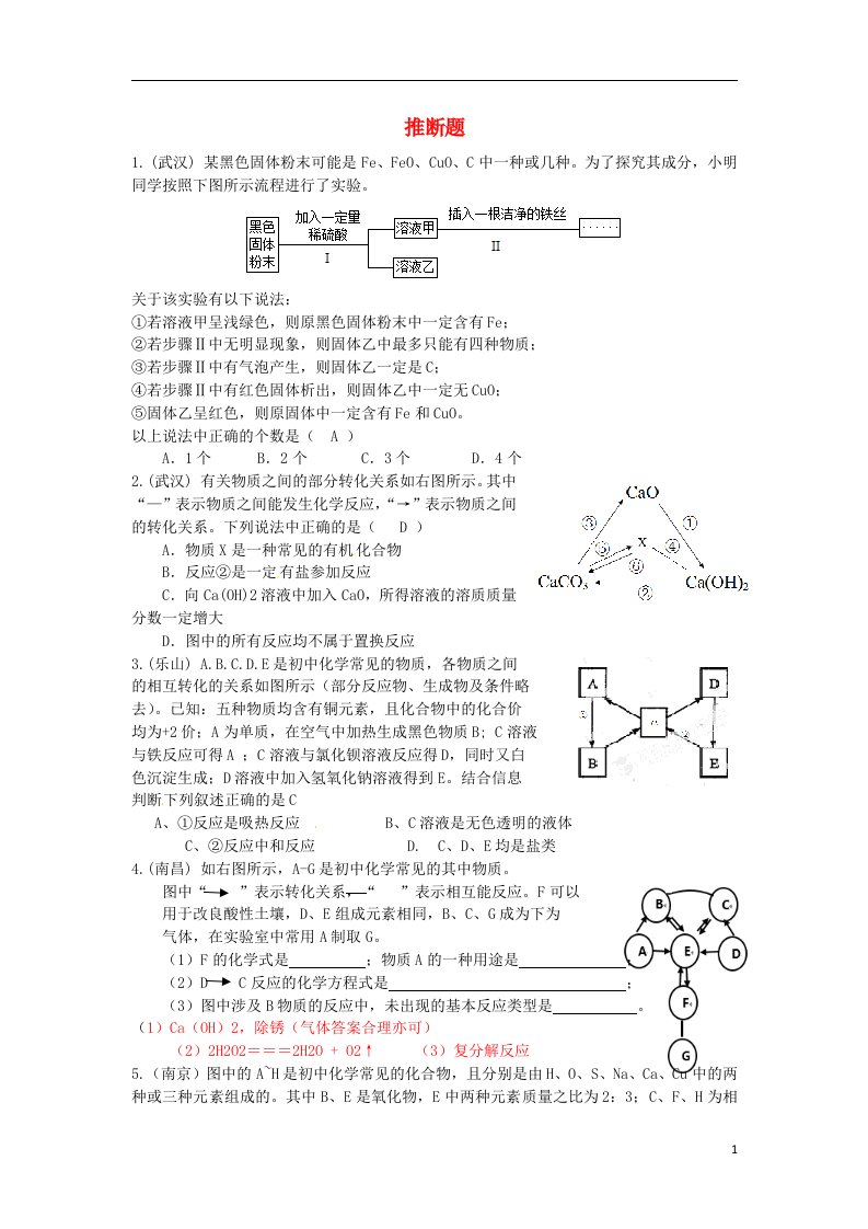 河北省沧州市献县垒头中学中考化学一轮专题复习