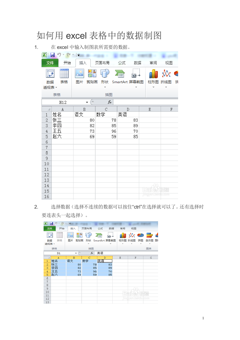 如何用excel表格中的数据制图