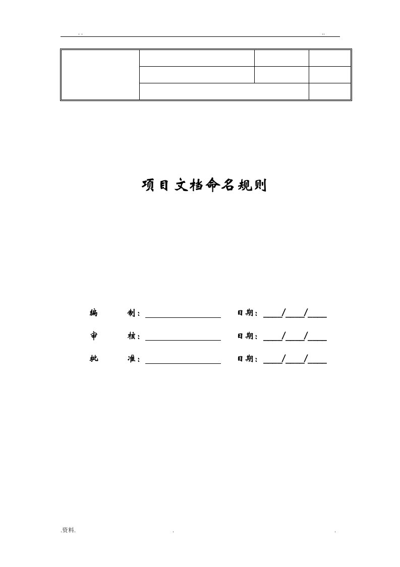 项目文档命名规则及格式要求