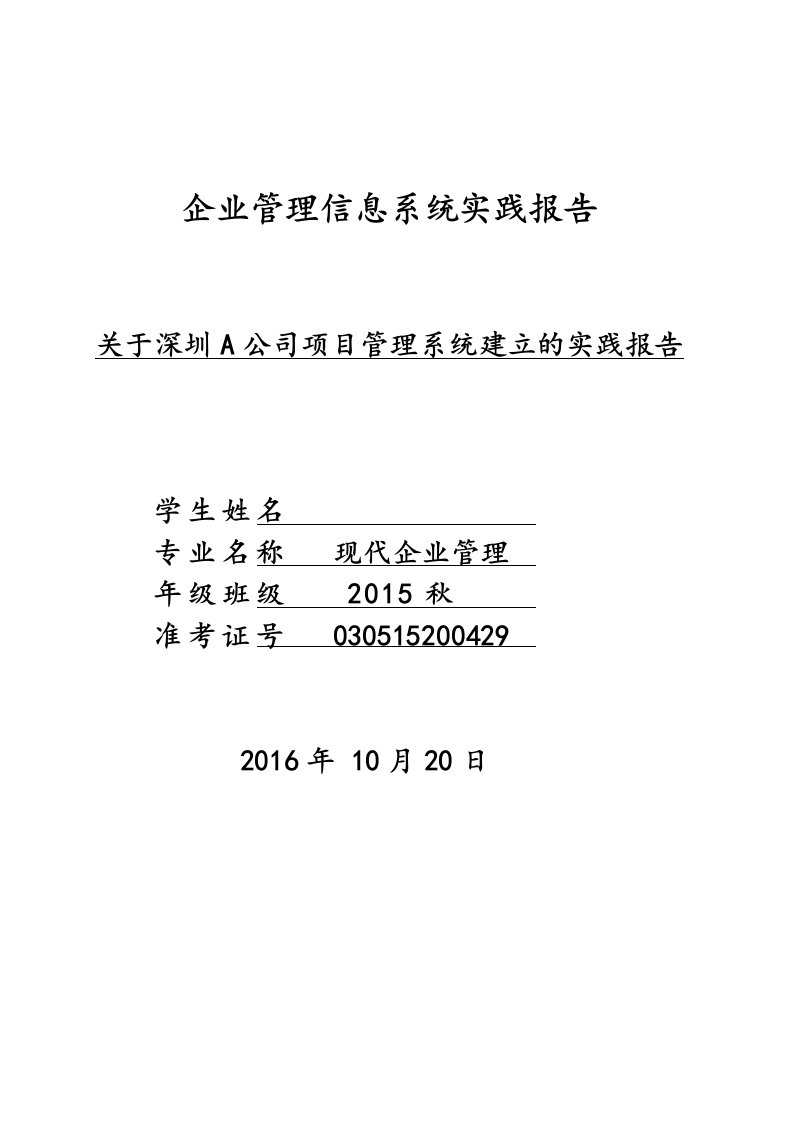 企业管理信息系统实践报告