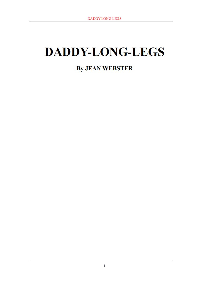 【英文原著类】DADDY-LONG-LEGS(长腿爸爸)