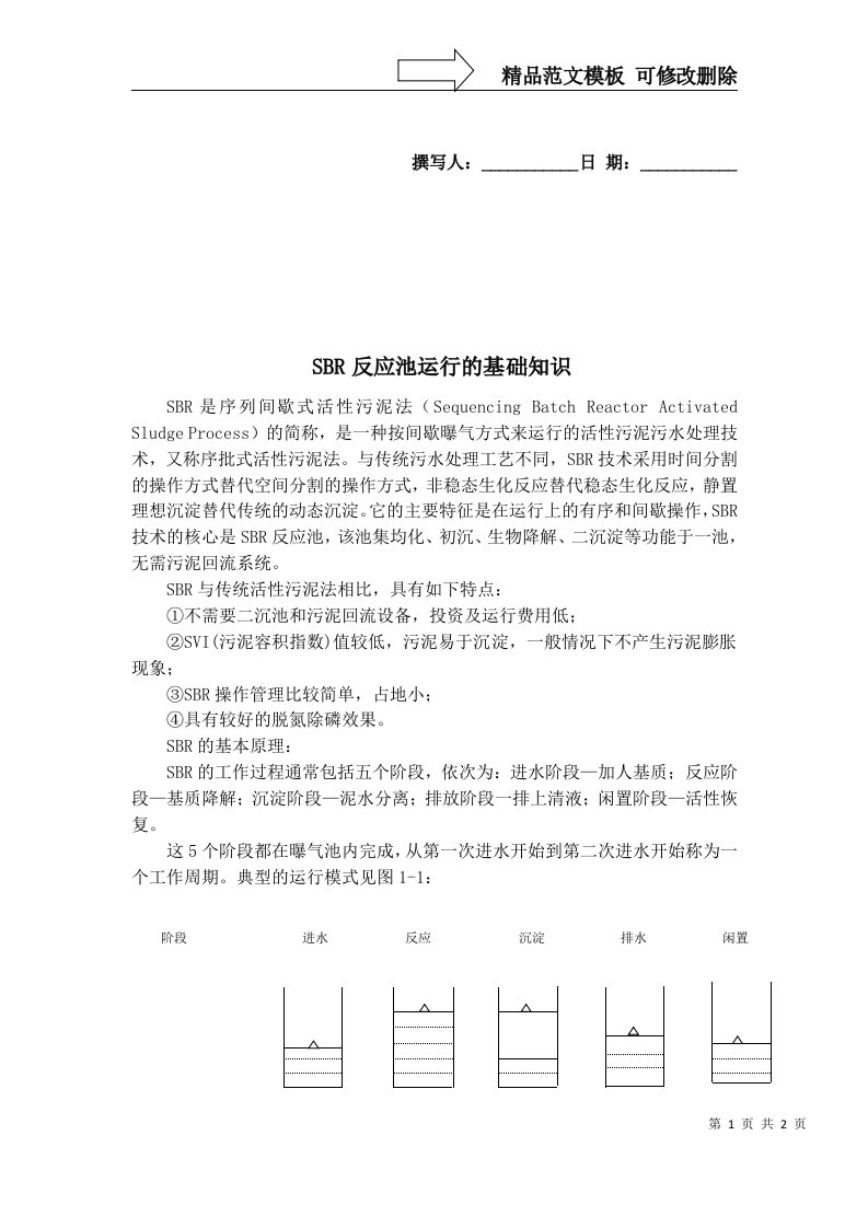 SBR反应池运行的基础知识