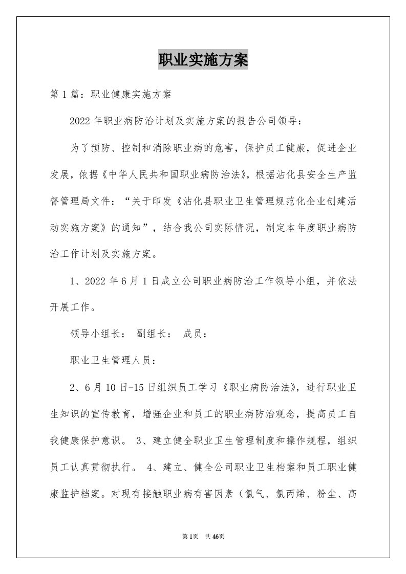 职业实施方案