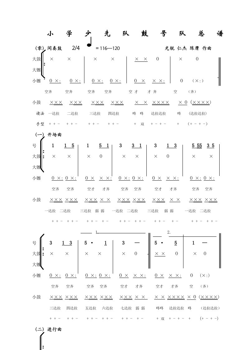 少先队鼓号队总谱0—10套(最新整理)