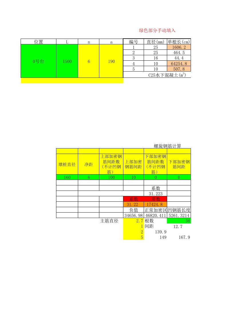 桥台桩基钢筋计算表格