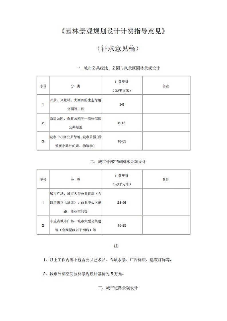 《园林景观规划设计计费指导意见