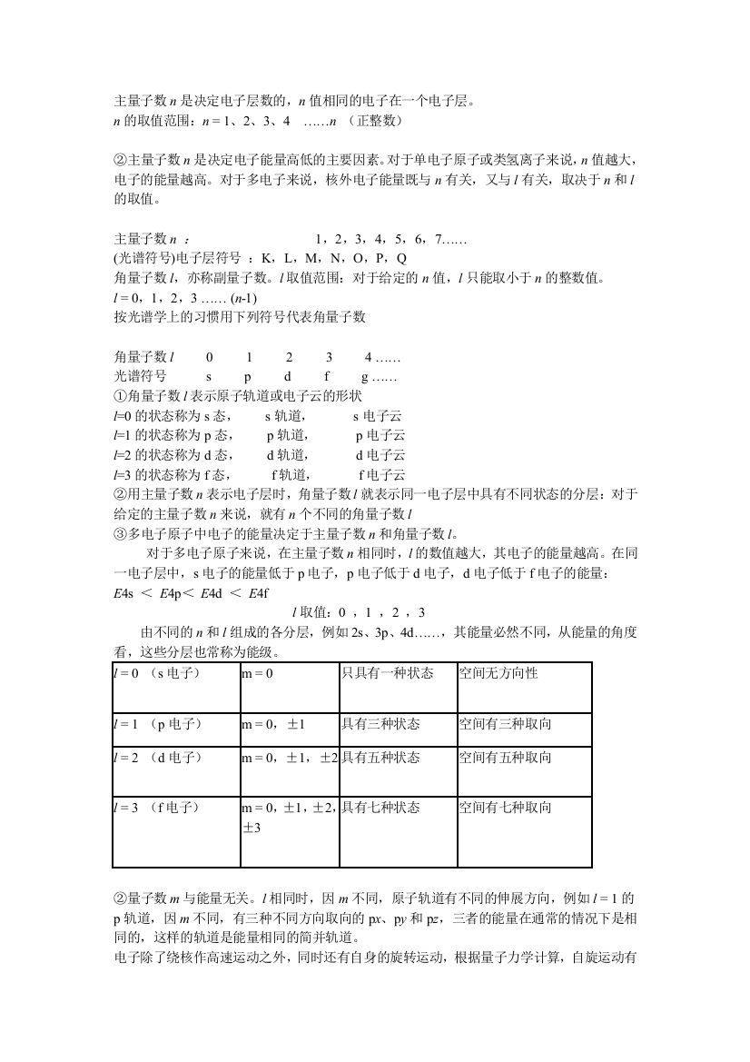 主量子数n是决定电子层数的