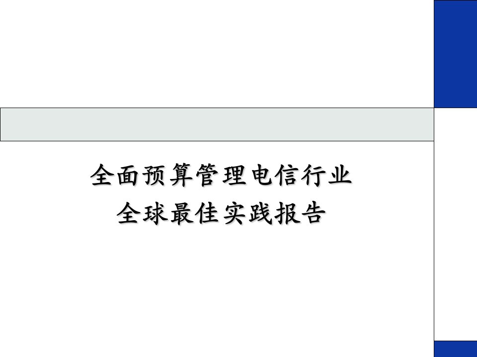 全面预算管理电信行业全球最佳实践报告