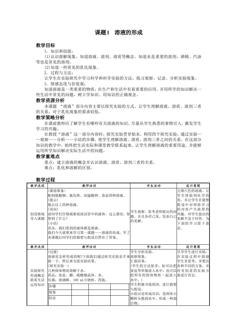 北京市第64期教师岗前培训溶液教案