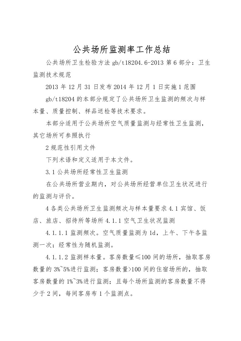 2022公共场所监测率工作总结