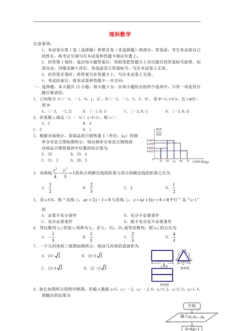 广西省桂林十八中高三数学第四次月考测试试题