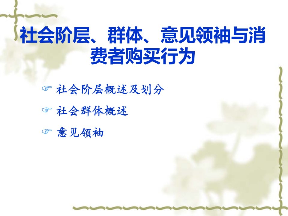 [精选]社会阶层、群体、意见领袖与消费者购买行为