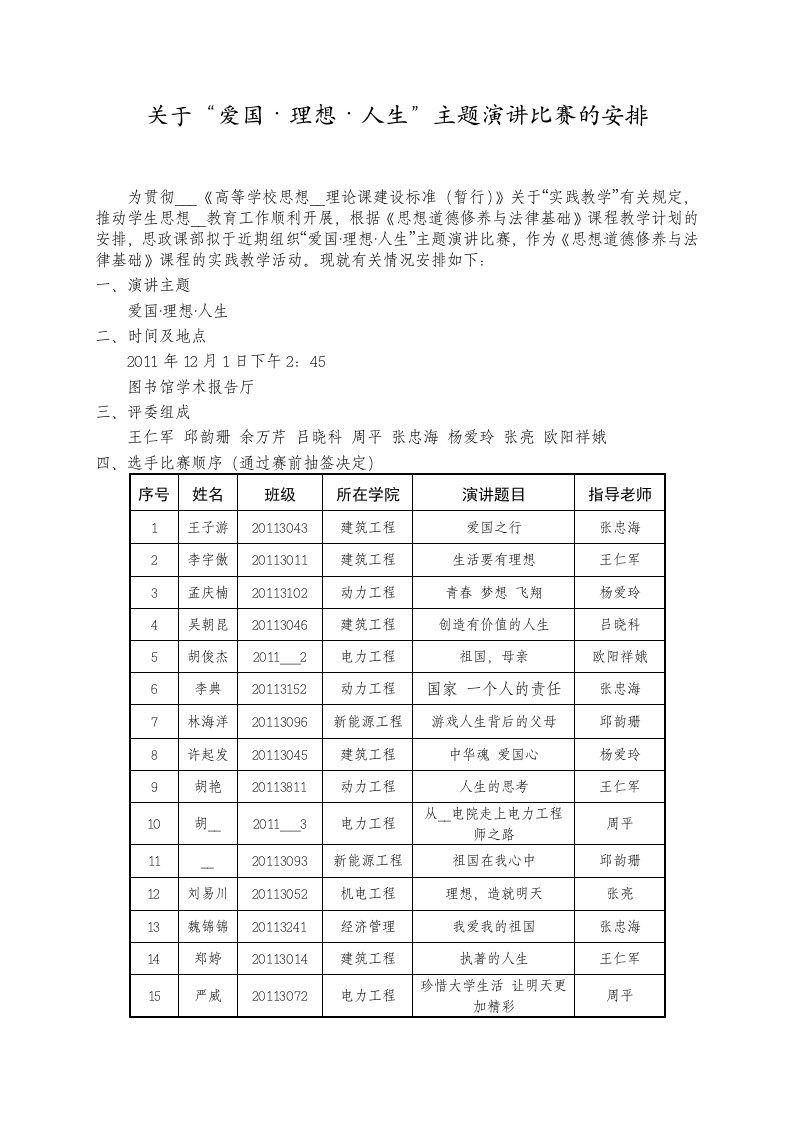 爱国理想人生演讲比赛