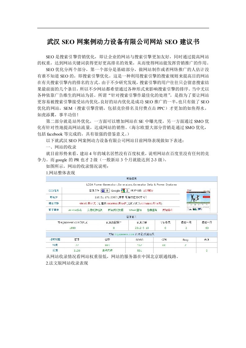 某网站SEO优化诊断方案