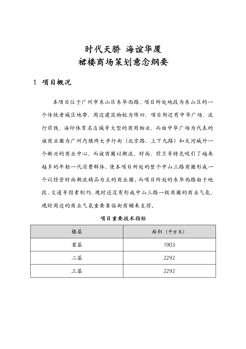 时代天骄海谊华厦裙楼商场策划意念纲要