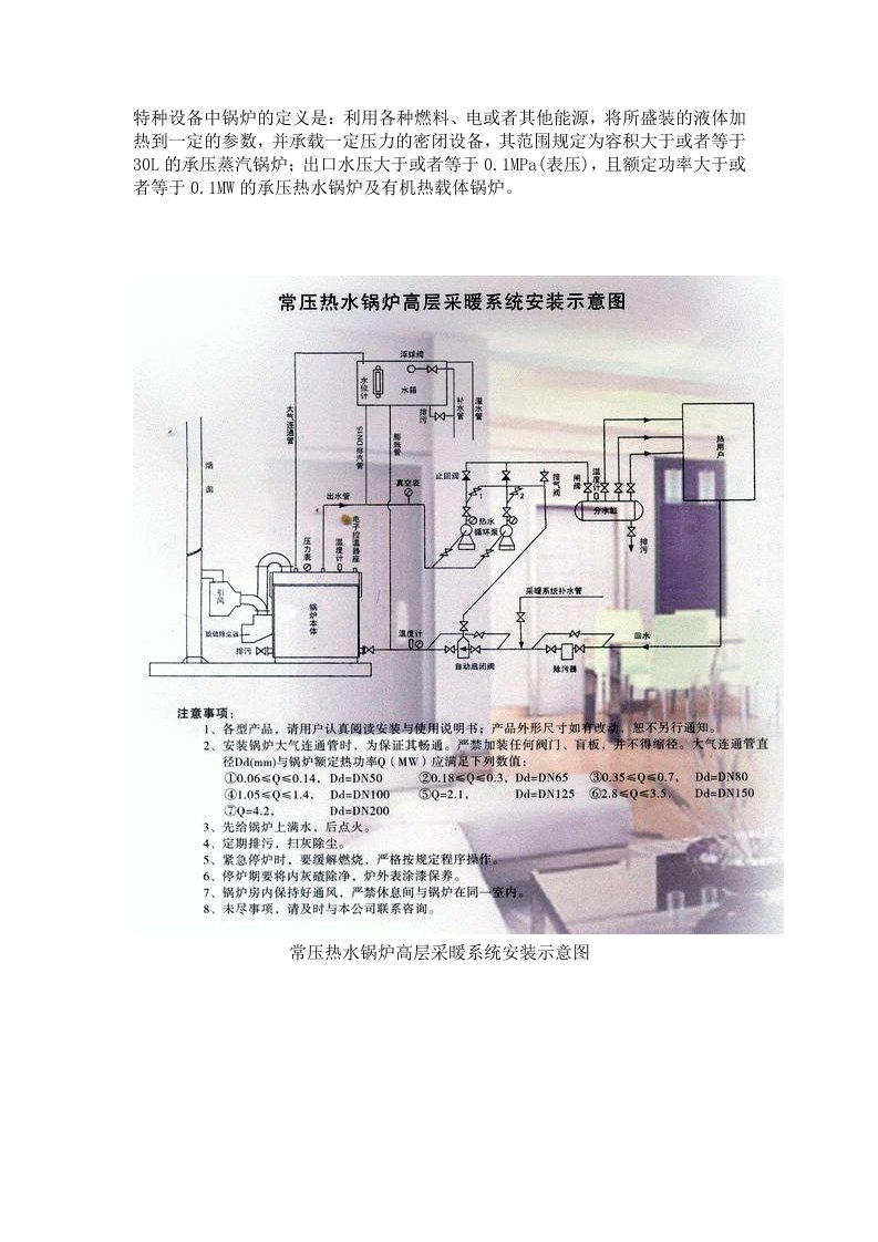 常压热水锅炉安装系统图