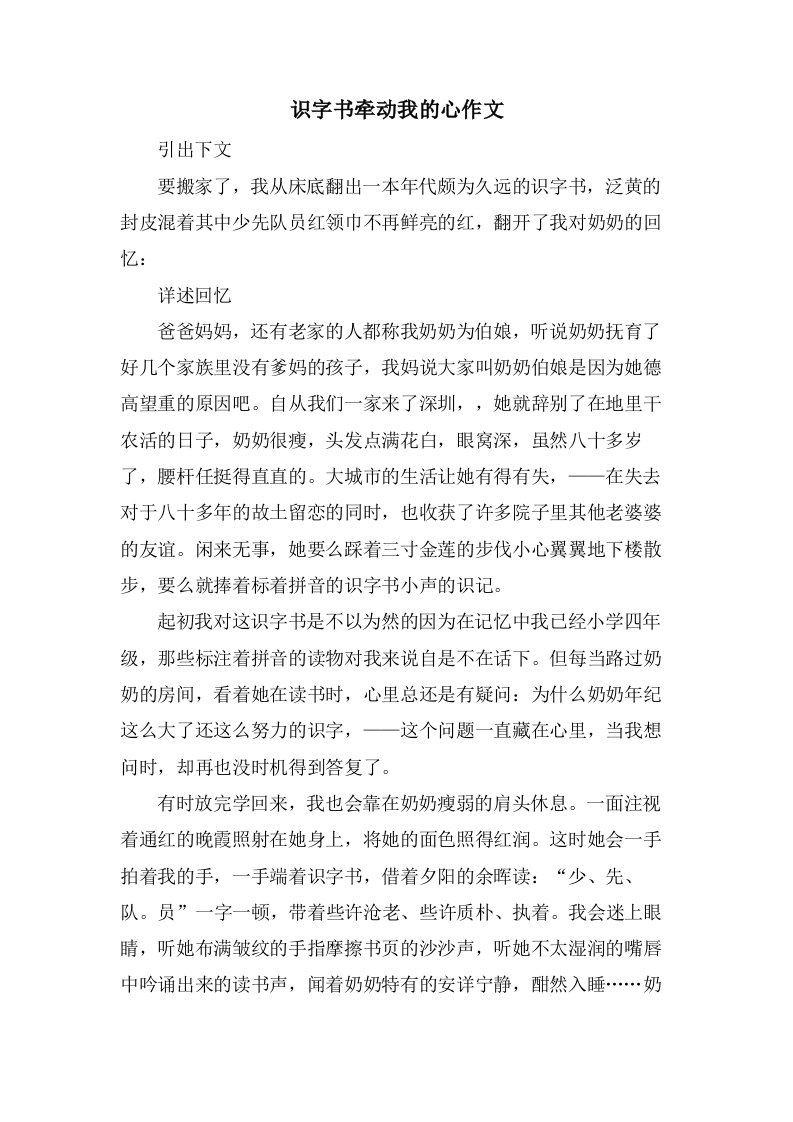 识字书牵动我的心作文