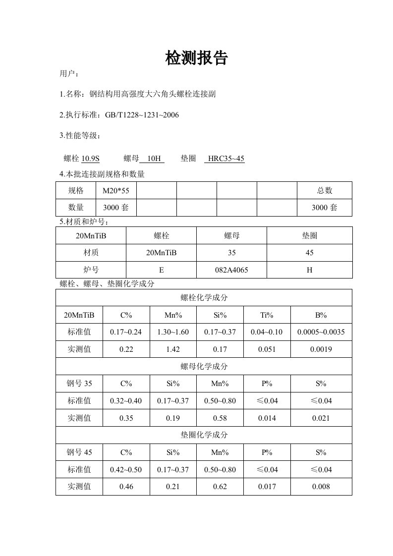 高强螺栓质保资料