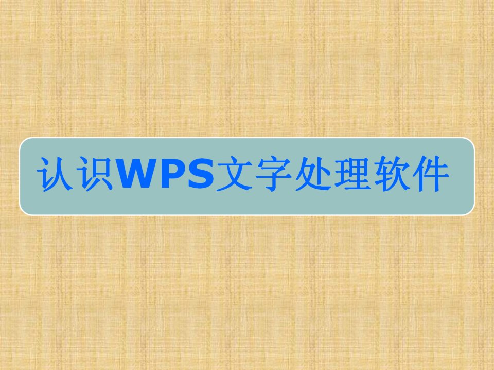 认识WPS文字处理软件教学课件