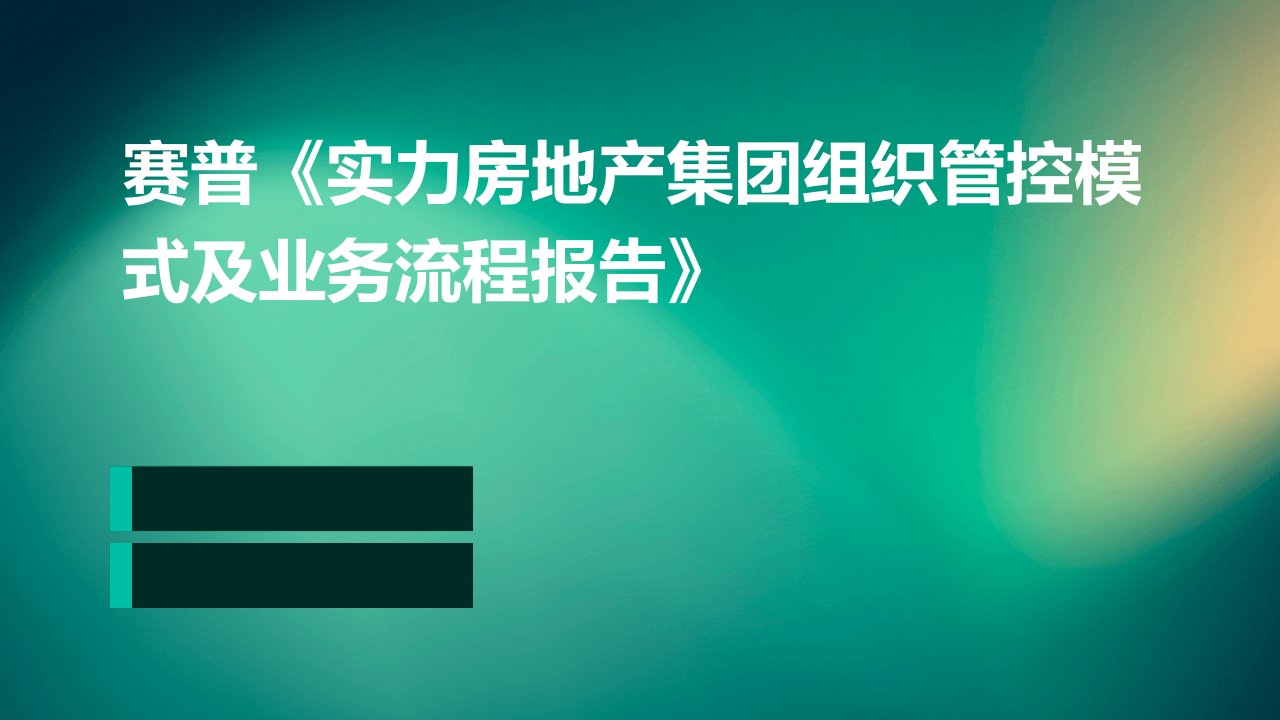 赛普《实力房地产集团组织管控模式及业务流程报告》