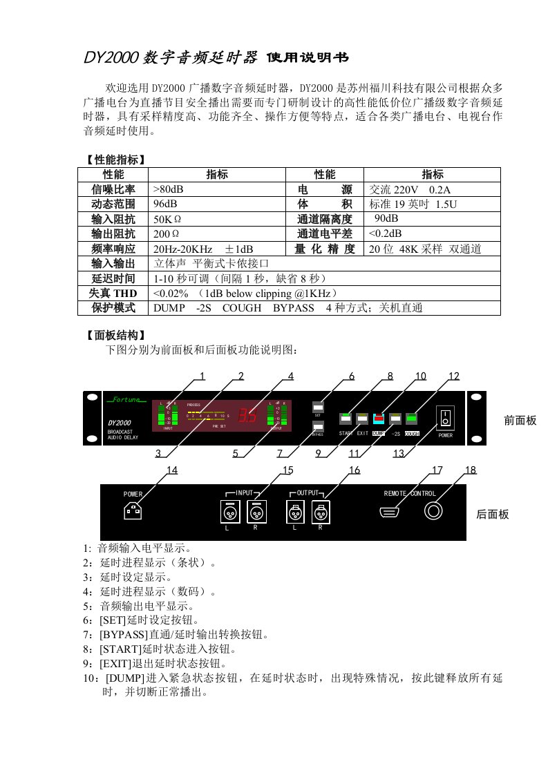 DY2000数字音频延时器