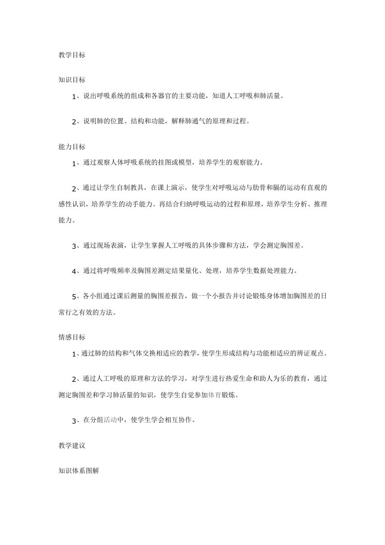 教学目标知识目标1说出呼吸系统的组成和各器官的主要功能知道