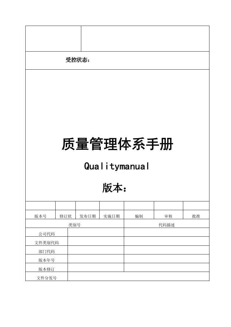 汽车部件公司汽车车灯配件iatf16949质量管理体系质量手册