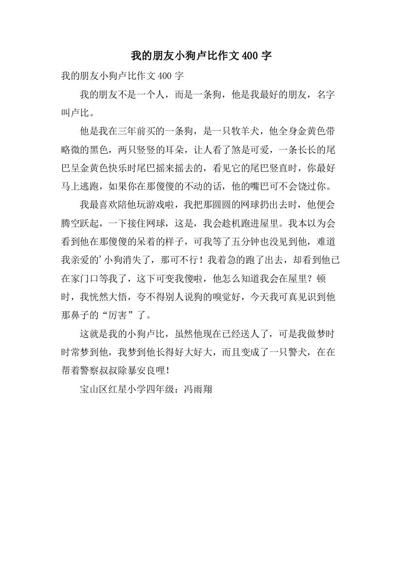 我的朋友小狗卢比作文400字