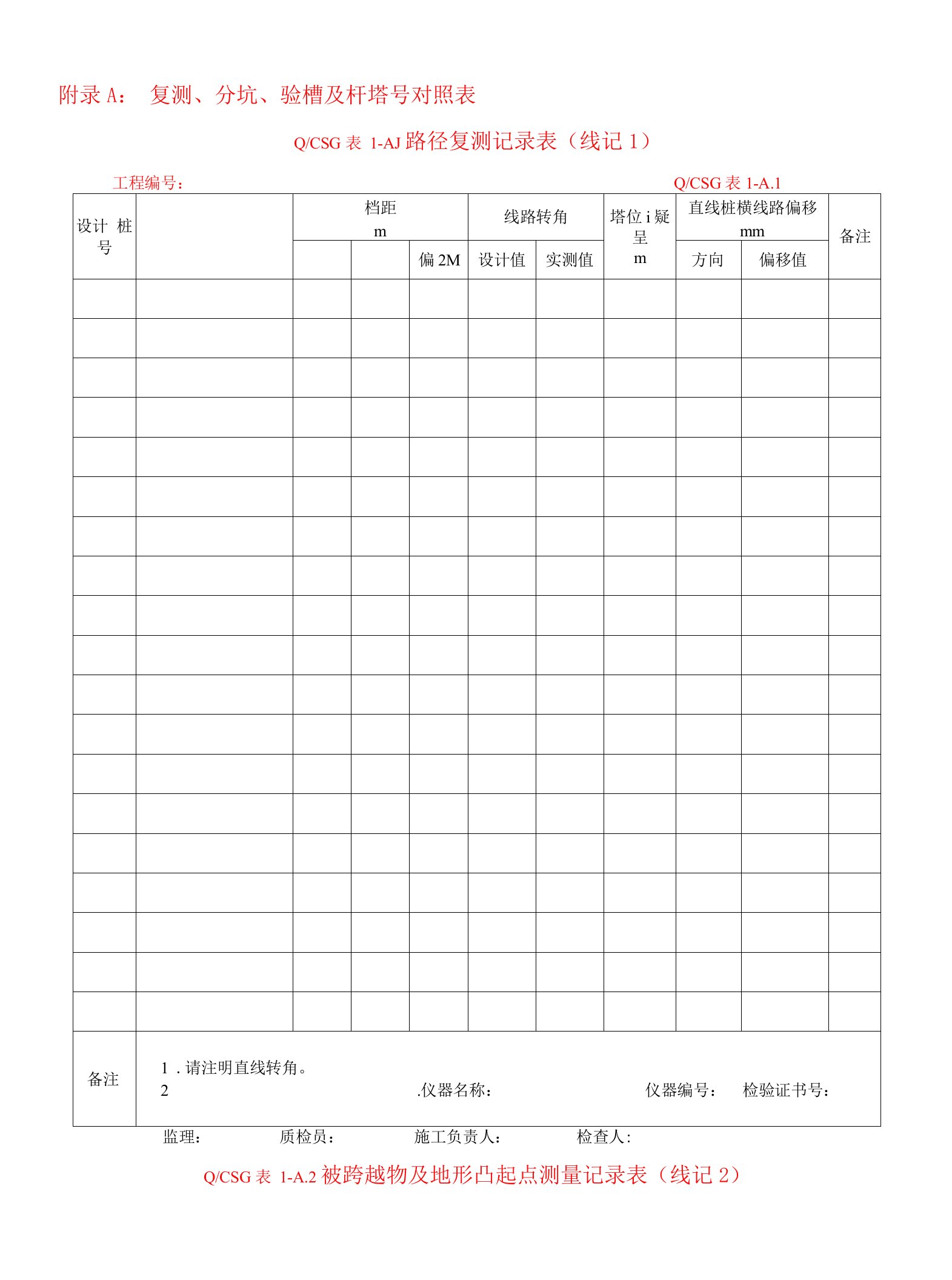 输电线路工程施工记录及检验批质量验收记录表(全套