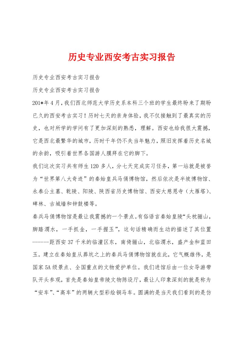 历史专业西安考古实习报告