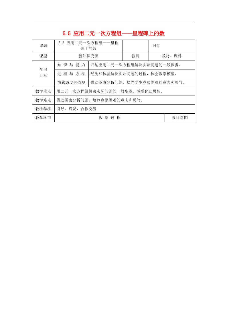 5_应用二元一次方程组_——里程碑上的数_学案1