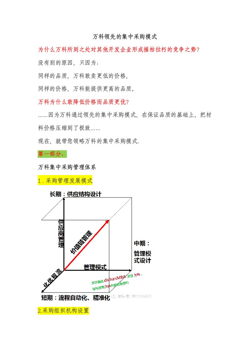 万科企业管理-万科领先的集中采购模式