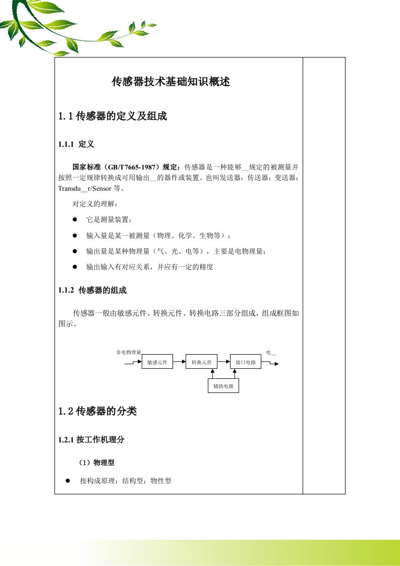 传感器技术基础知识概述