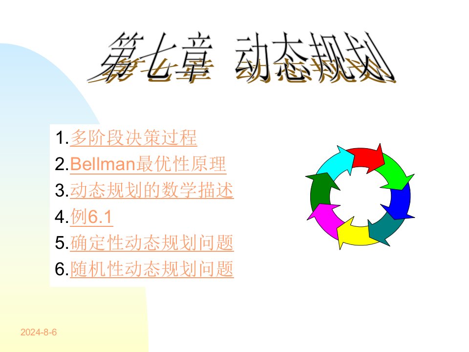 动态规划的数学描述例确定性动态规划问题随机性