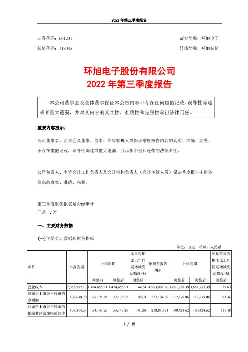 上交所-环旭电子股份有限公司2022年第三季度报告-20221026