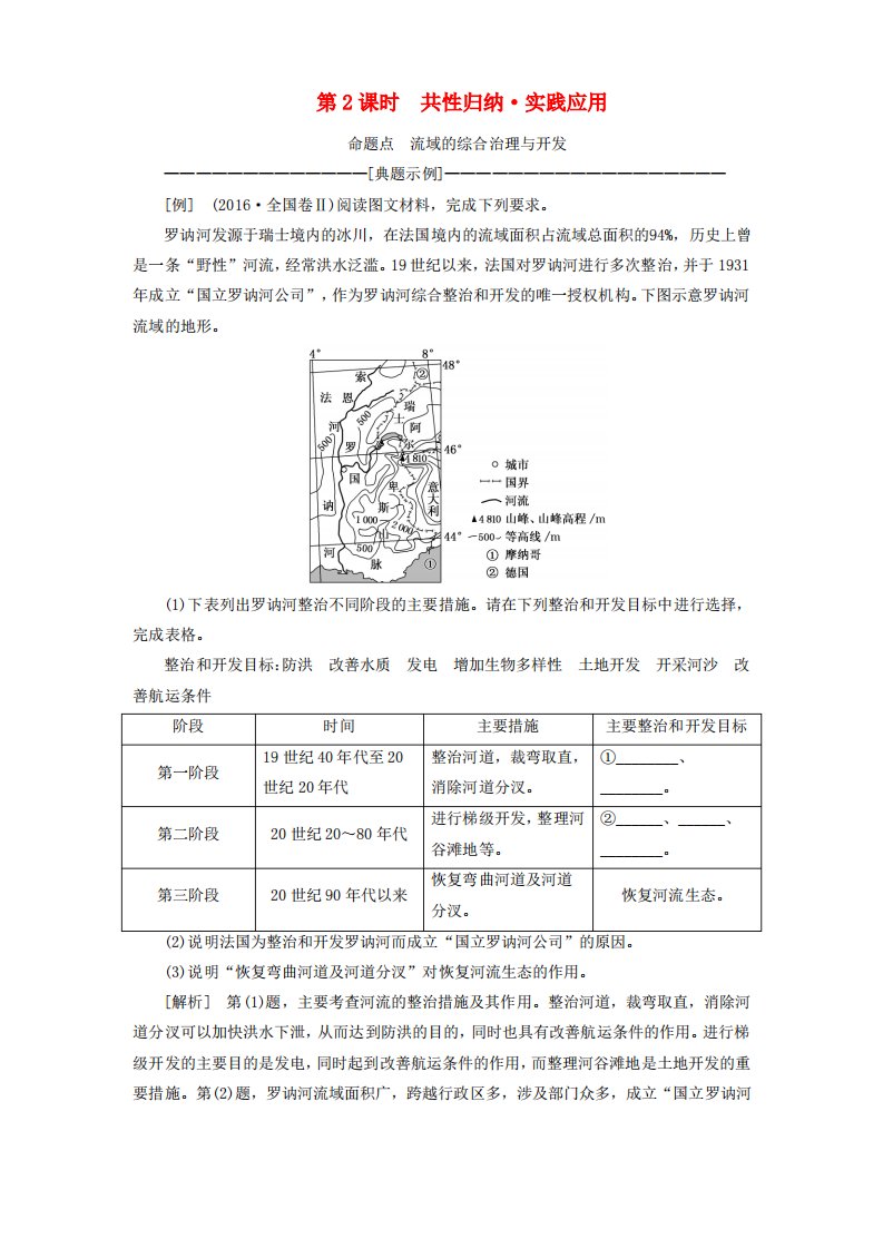 2020版高考地理复习区域发展第四讲流域的综合开发与治理(第2课时)共性归纳实践应用学案