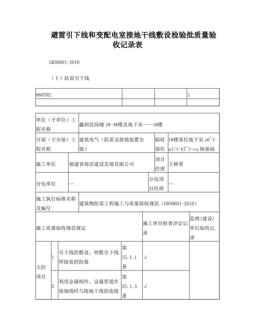 避雷引下线(DOC)