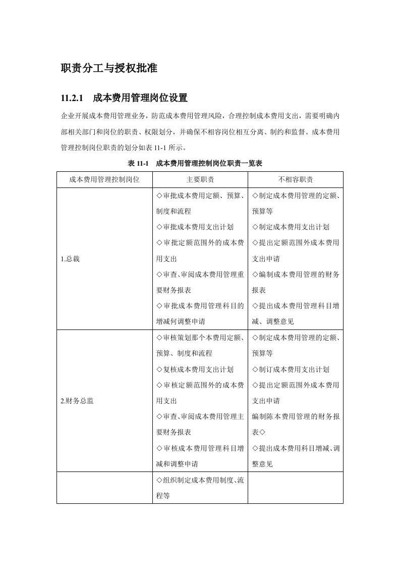 职责分工与授权批准