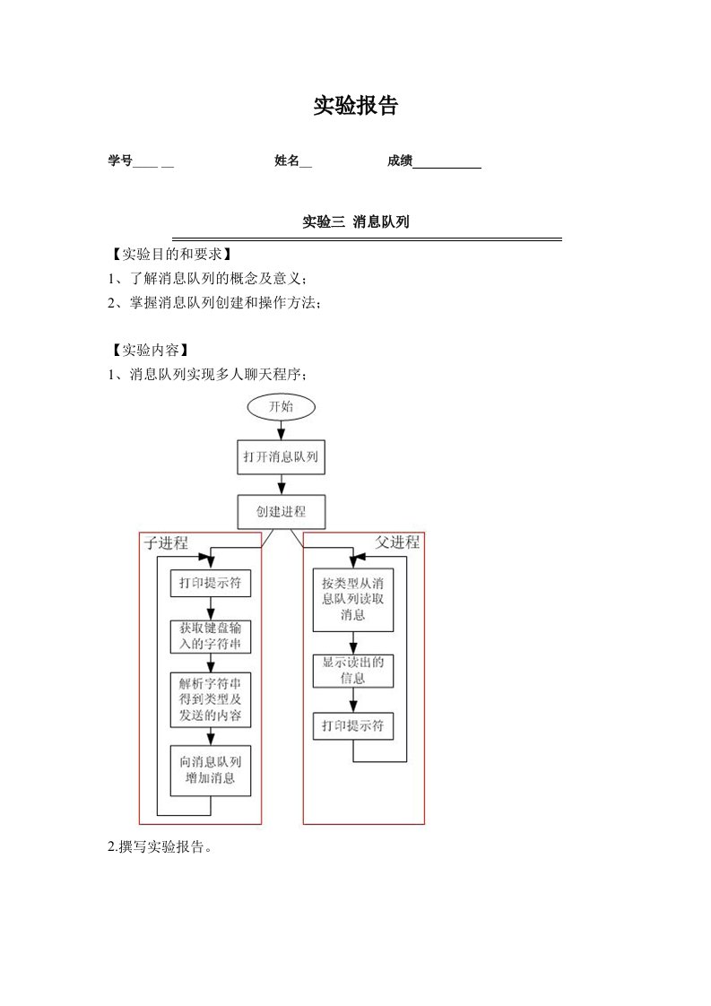 Linux实验报告实验三-消息队列