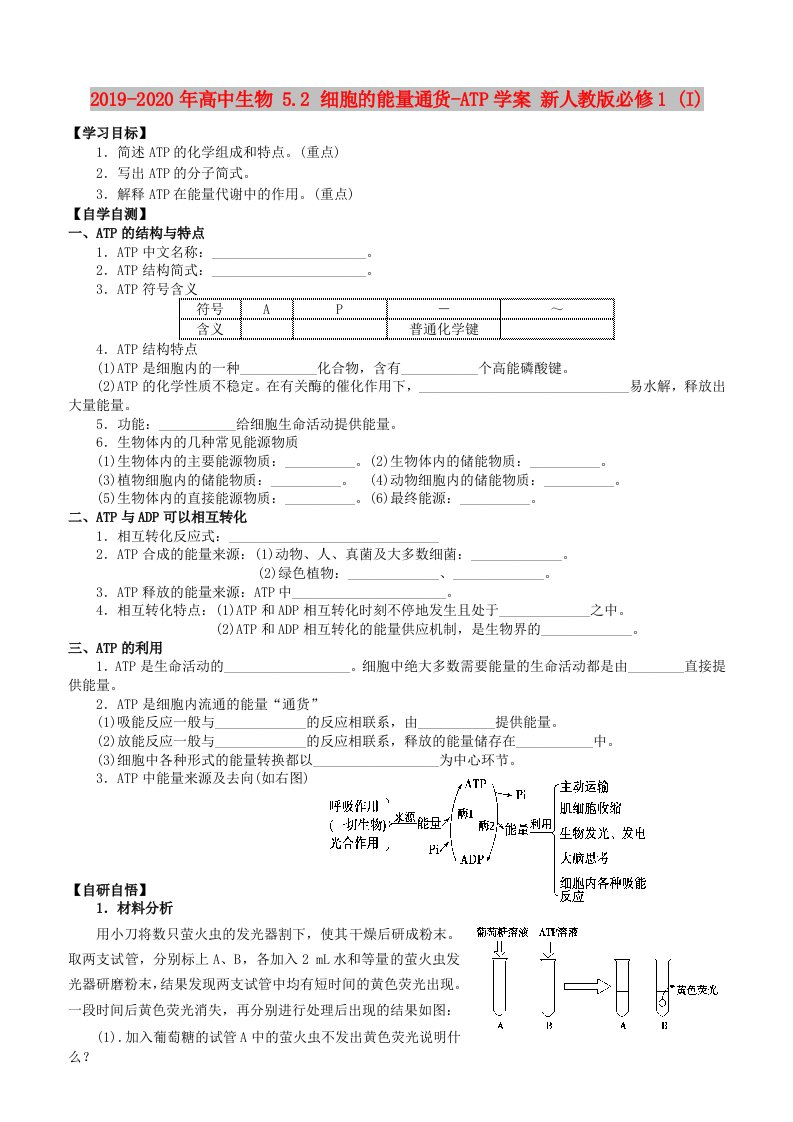 2019-2020年高中生物