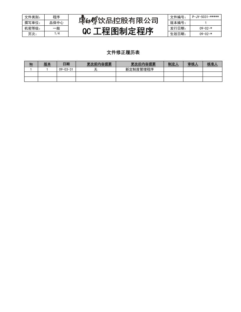 QC工程图制定流程