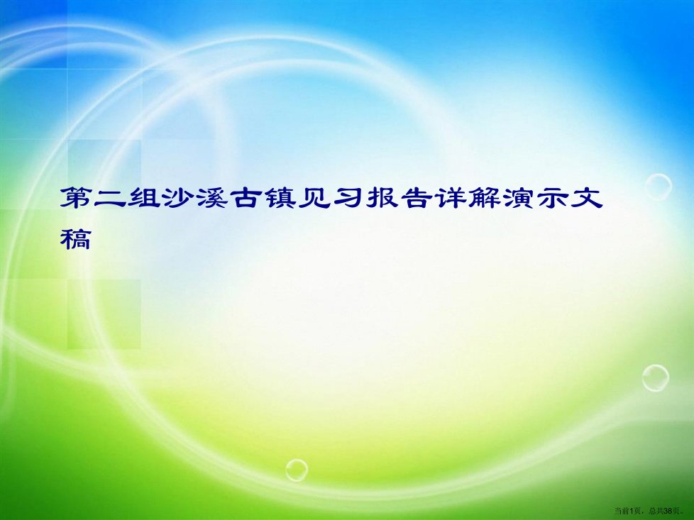 第二组沙溪古镇见习报告详解