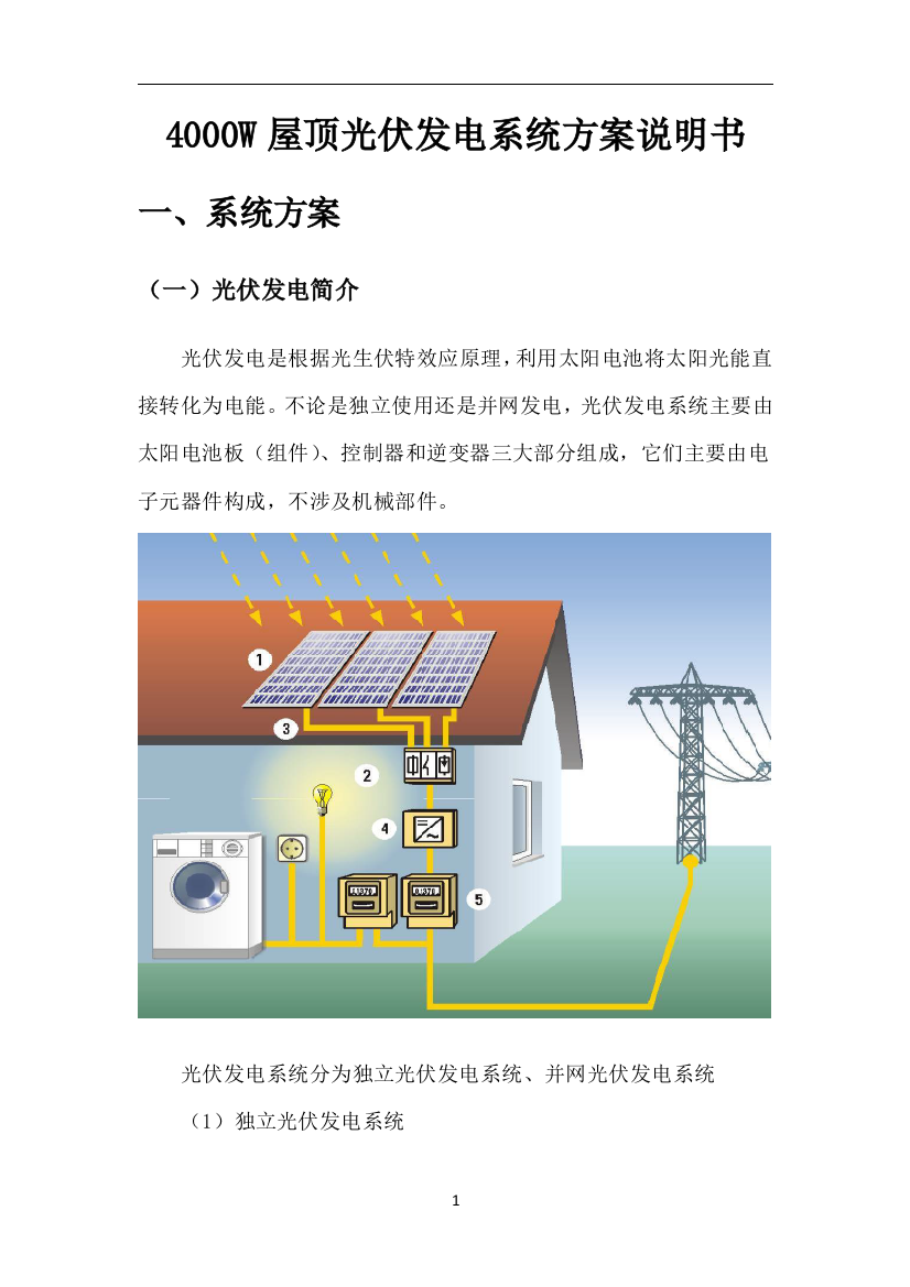 4000w屋顶光伏发电系统方案说明书方案