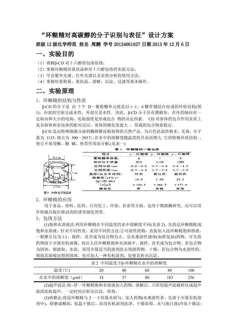 环糊精对高碳醇的分子识别与表征