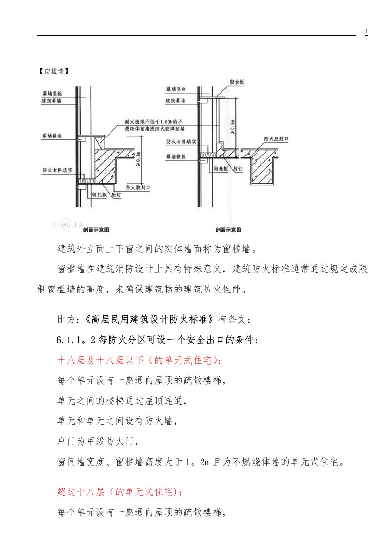 窗槛墙和防火挑檐规范说明与疑难解答(附图)