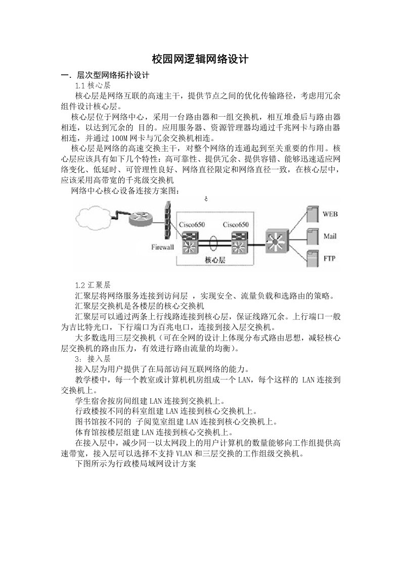 校园网逻辑网络设计