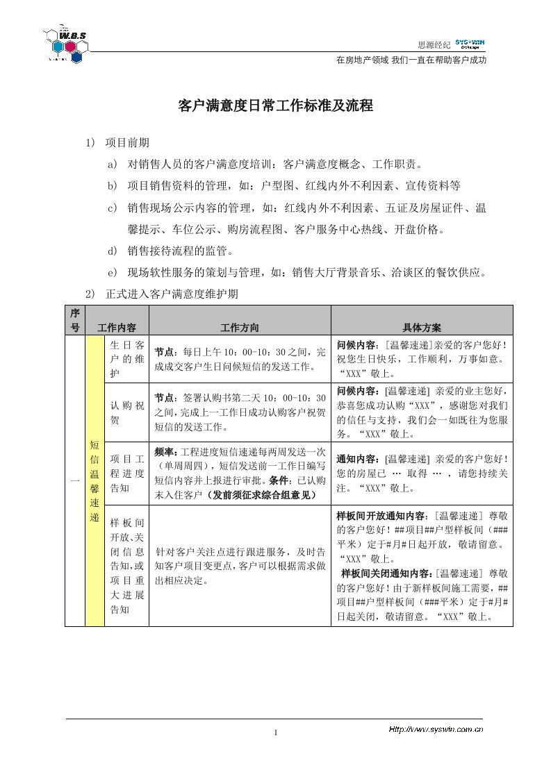 客户满意度工作手册客户满意度日常工作标准及流程