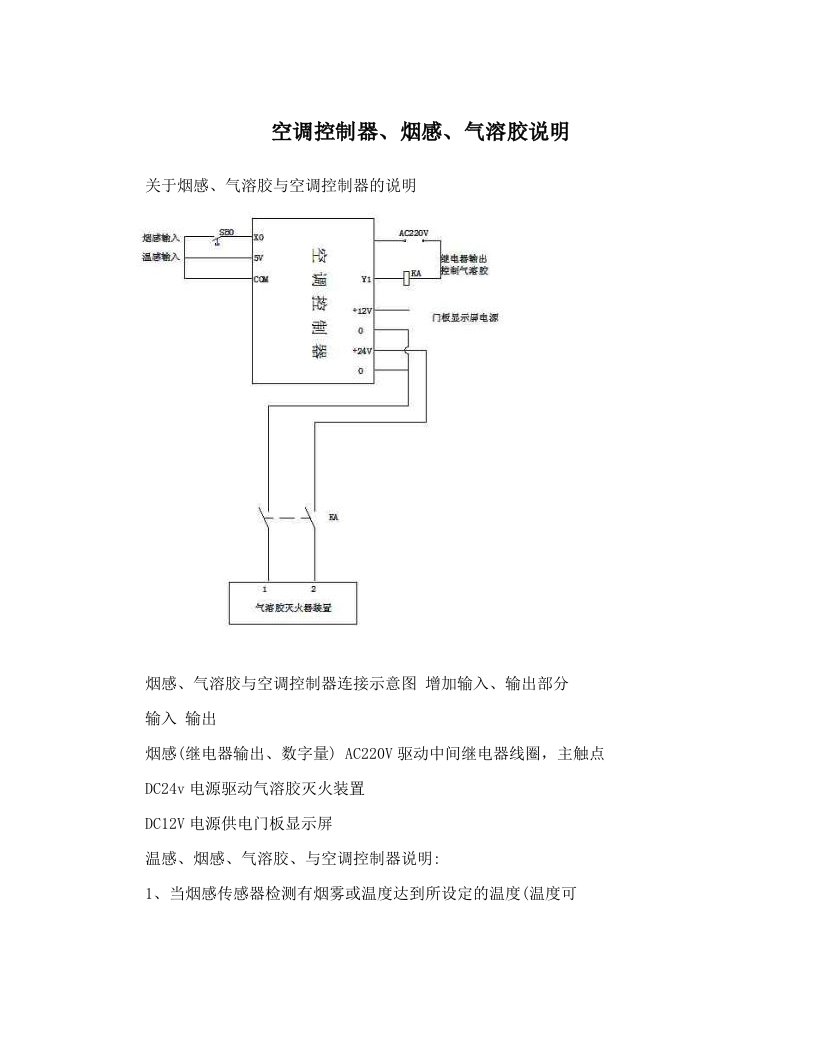 空调控制器、烟感、气溶胶说明