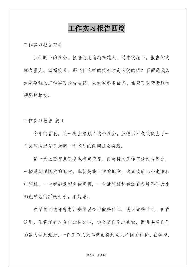 工作实习报告四篇例文0