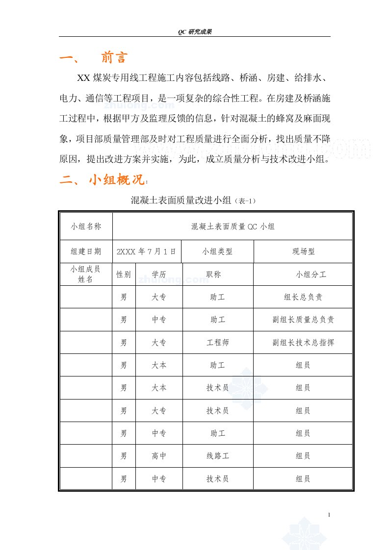 混凝土表面蜂窝麻面qc成果